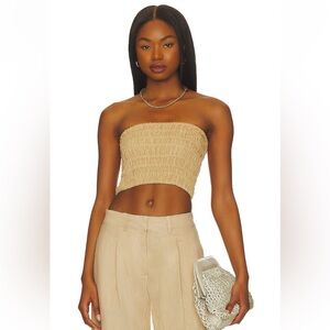 FAITHFULL THE BRAND WOMENS LATIA CROP TOP, SIZE SMALL (US 4), TAN